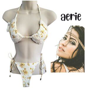 AERIE NWT The Sun-Lover Crochet Trim 2-Piece Bikini - Women's M Top S Bottom